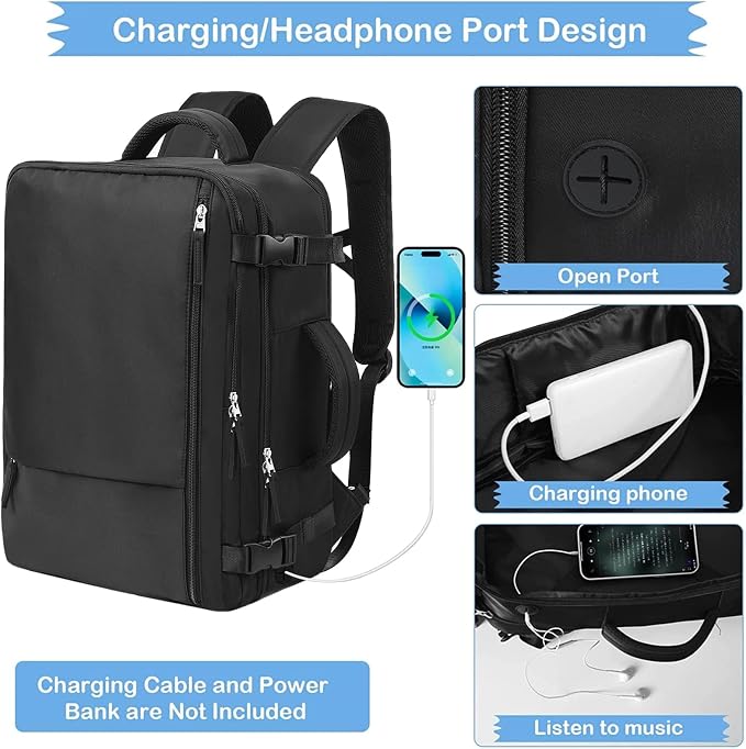 Hanples Travel Backpack for Women Men Large Carry On Person Item Flight - Image 7