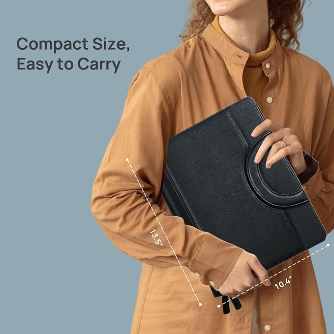 POPRUN Portfolio Binder with Zipper, Leather Padfolio Document Organizer with - Image 3