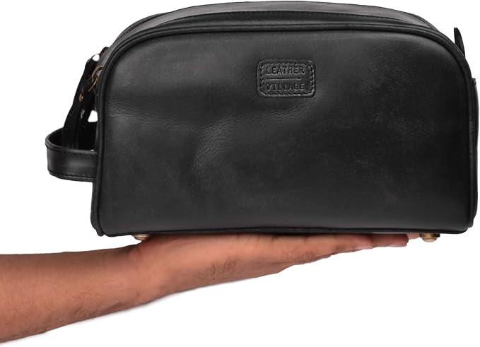 LEATHER VILLAGE Premium Leather Toiletry Travel Pouch - Image 6