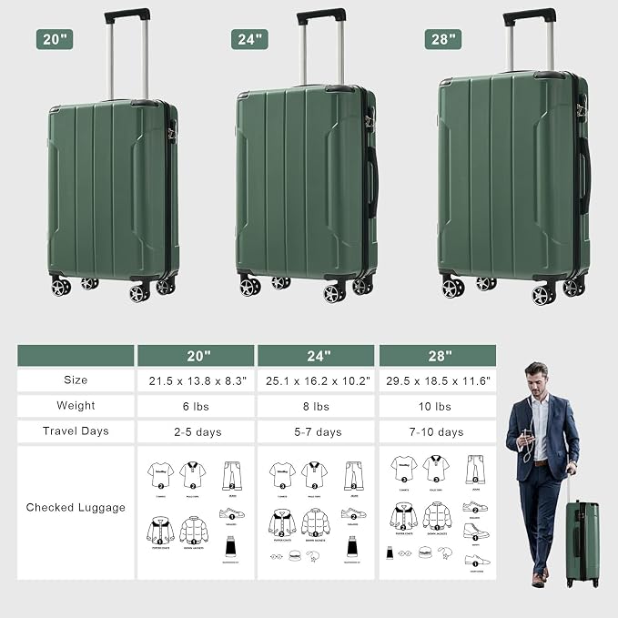 Merax 24 Inch Expandable Checked Luggage, Hardshell ABS Medium Suitcase - Image 6