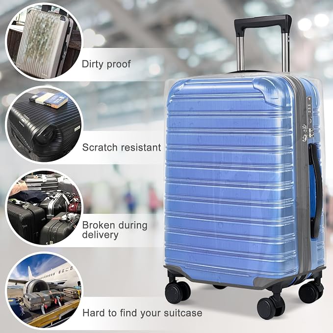 Clear Luggage Cover for 20 inch Suitcase Tsa Approved Thicken PVC Plastic - Image 4