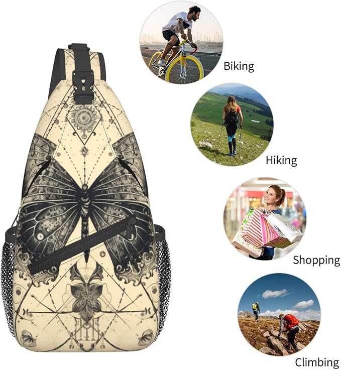 SUPLUCHOM Sling Bag Butterfly Goth Vintage Tarot Hiking Daypack Crossbody - Image 6