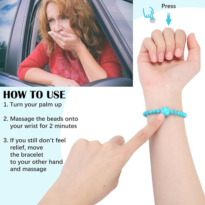 Sureio 6 Pcs Motion Sickness Bands Bracelet Anti Nausea Adjustable Wristband - Image 3
