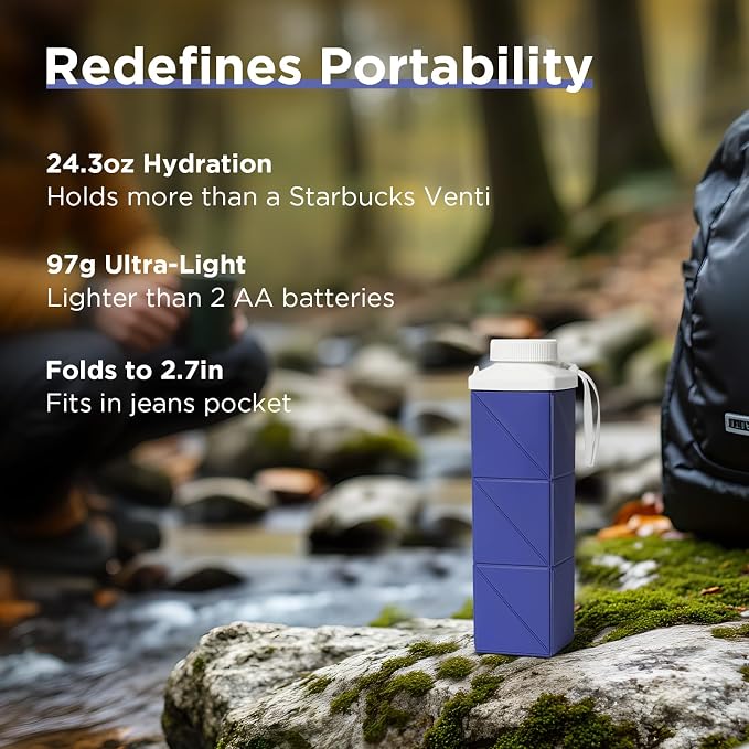 POMKAKA Collapsible Water Bottles 24.3oz, 2nd Generation Leakproof BPA-Free - Image 3