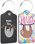 Set of 2 Funny Sloth, Happy Time Cartoon Animal Luggage Tags by DEMACYA