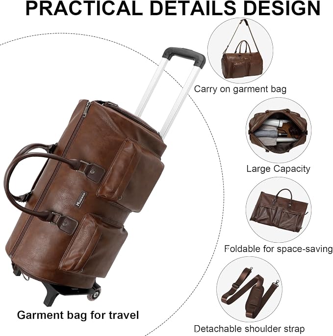 Modoker Rolling Garment Bag for Travel Wheeled Duffel Bag Luggage Suit Travel - Image 4