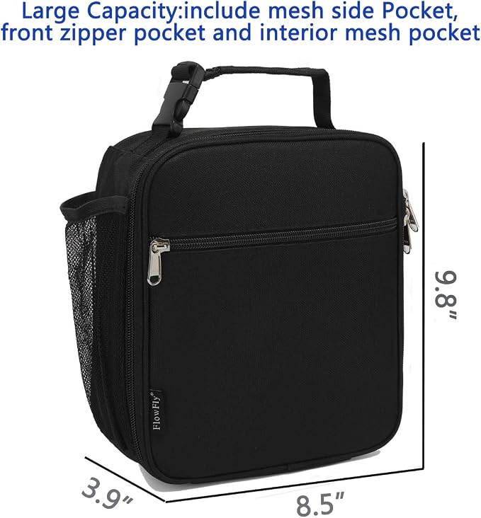 FlowFly Kids Lunch Box Insulated Letter Print Soft Bag Mini Cooler Back to - Image 3