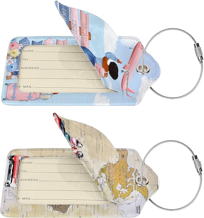 2 Pack Travel Luggage Tags for Suitcases Women Men Kids, Bag Tags for Leather - Image 3