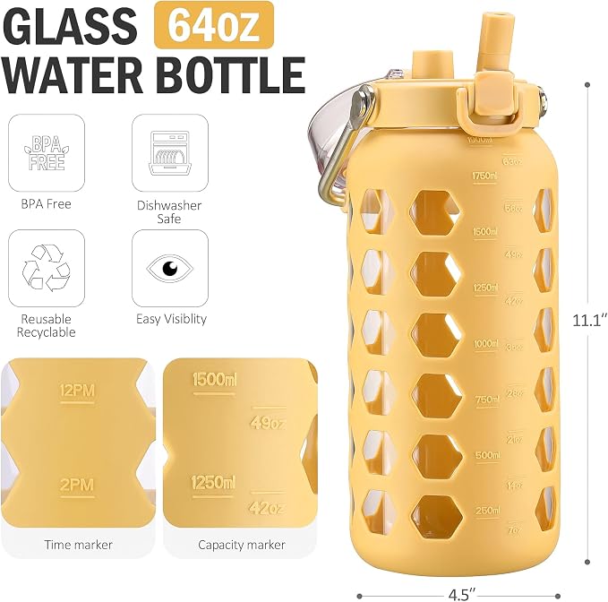 MUKOKO 64oz Glass Water Bottles - Image 3