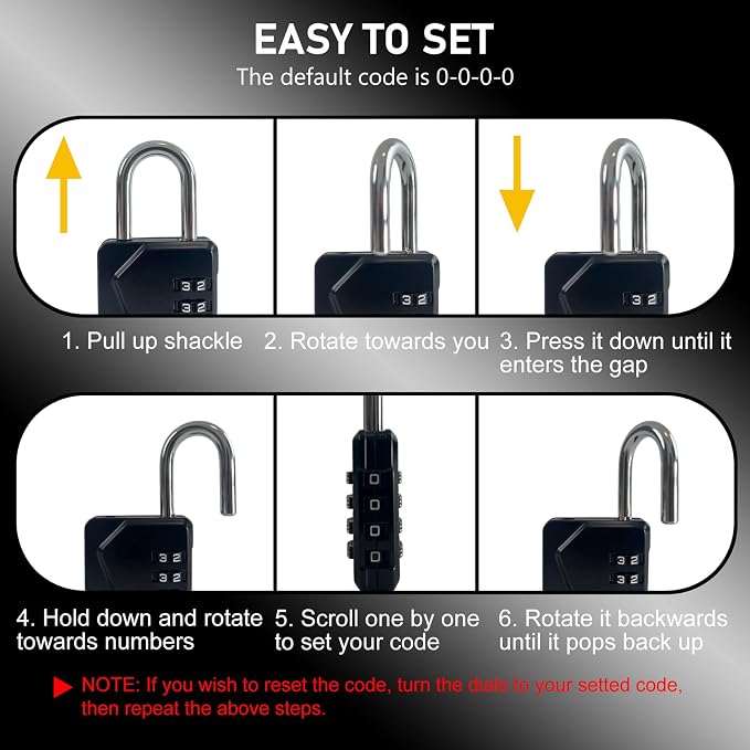 LAFENLIN 4 Pack Combination Locks, Locker Locks - Image 3