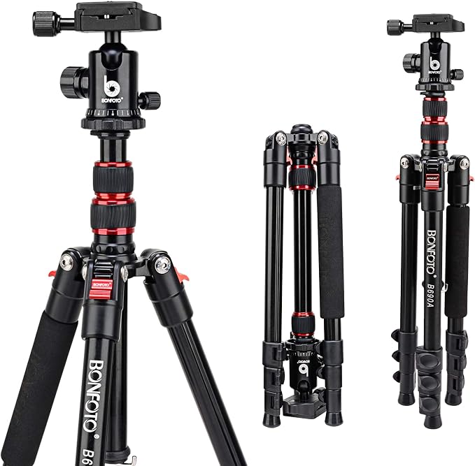 BONFOTO B690A Camera Tripod for Travel, Lightweight Aluminum Portable DSLR by BONFOTO