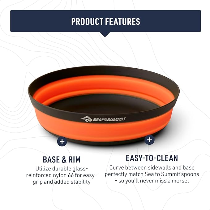 Sea to Summit Frontier Ultralight Collapsible Bowl, Puffins Bill Orange - Image 3