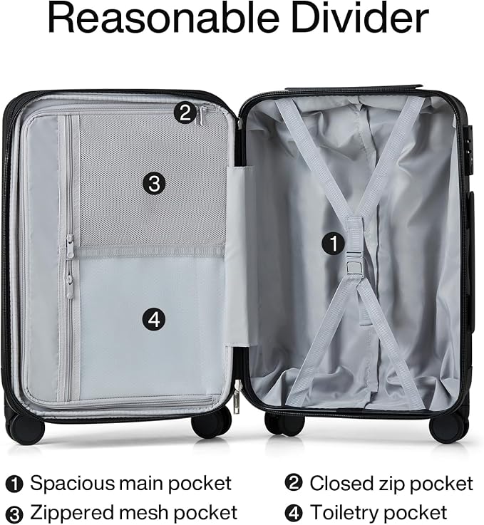 Hanke Expandable Hard Shell Luggage Sets 2 piece Carry on Luggage - Image 7