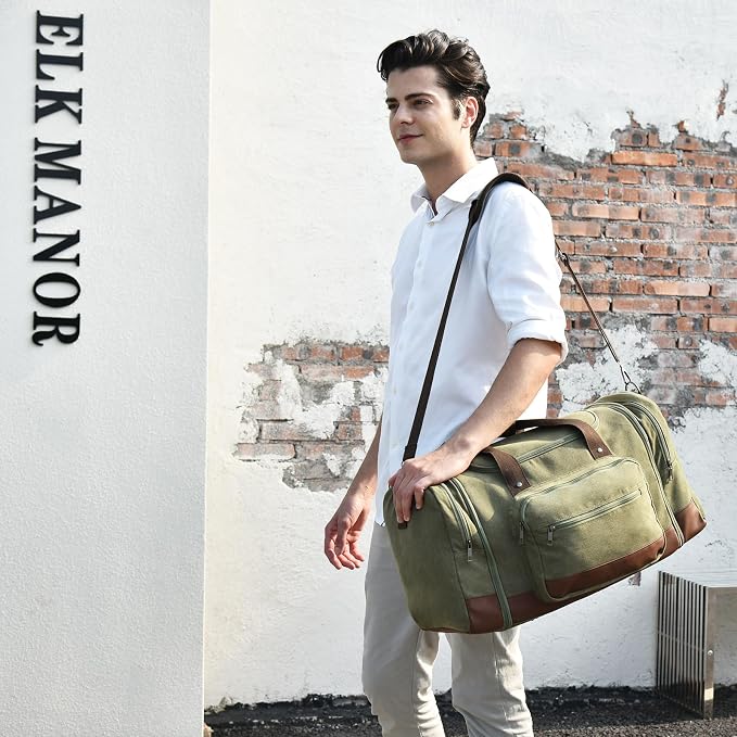 Litvyak Duffle Bag for Travel, 50L Canvas Travel Duffel Bags Overnight Weekend - Image 7