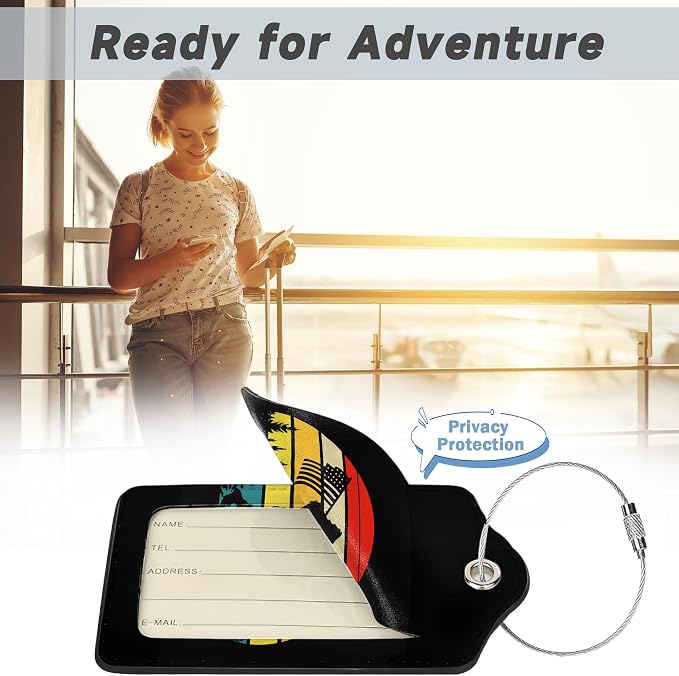 2 Pack Luggage Tag for Suitcase, Bigfoot American Flag Leather Bag Tags - Image 5