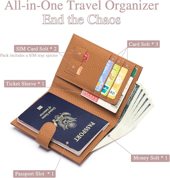 Leather RFID Passport Holder for Travel – Slim Passport Wallet for Women & Men - Image 2