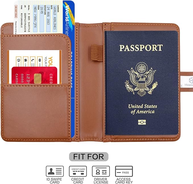 Melsbrinna Premium Leather Passport Holder Covers Case, Waterproof Rfid - Image 2