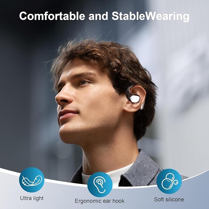Ultra Ergonomic Open Ear Earbuds, Bone Conduction Over The Bluetooth Headphones - Image 5
