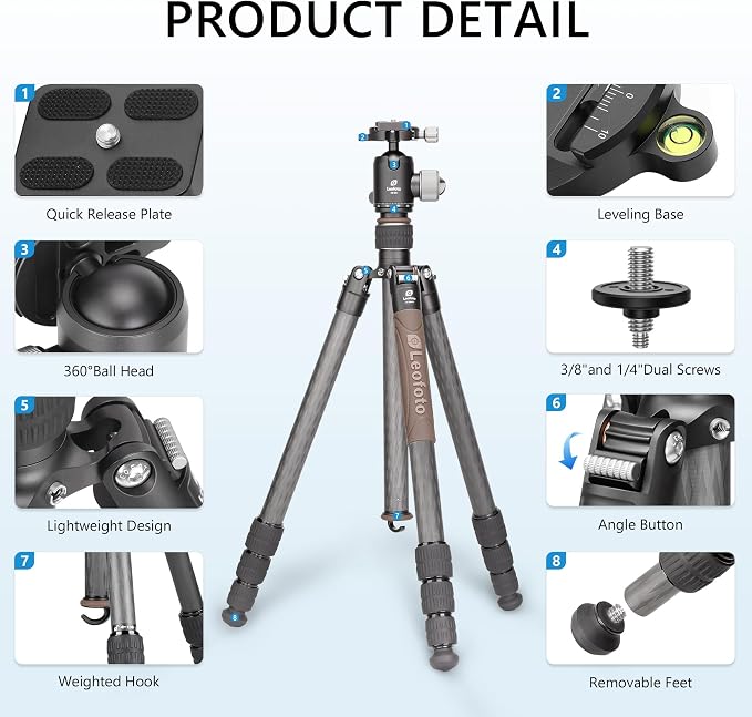 Carbon Fiber Lightweight Travel Tripod - Image 6
