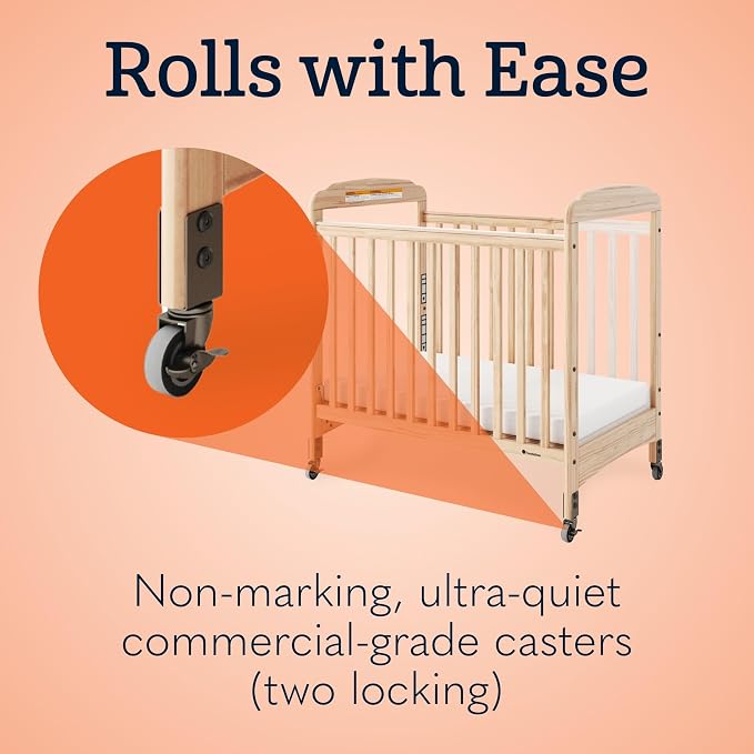 Foundations Serenity Compact Daycare Crib, Fixed Side, Features Mirrorview End - Image 8