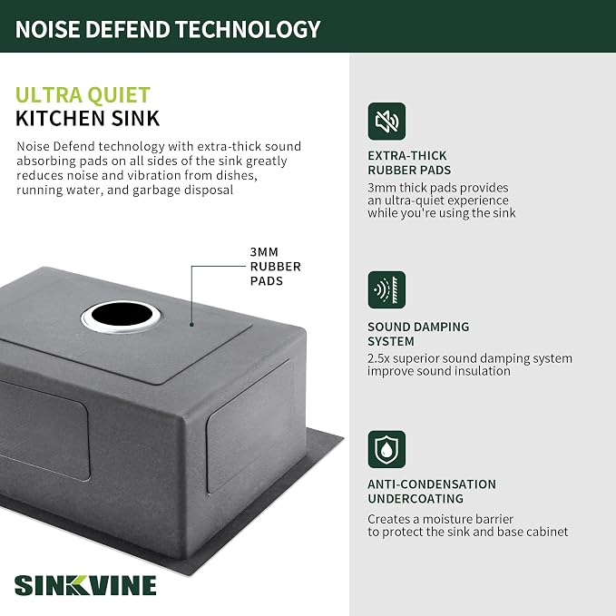 25-Inch Drop-In Kitchen Sink, SINKVINE 25" x 18" Stainless Steel Indoor and - Image 7