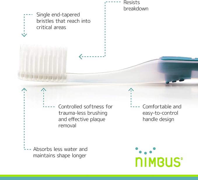 NIMBUS Extra Soft Toothbrushes, Periodontist Design Tapered Bristles - Image 3