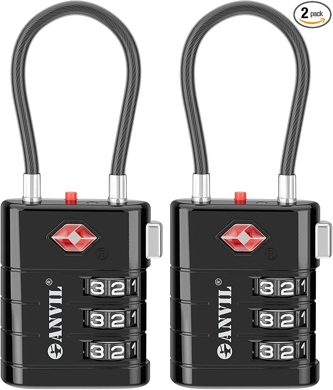 ANVIL TSA Approved Luggage Locks – High Security TSA008 Combination Travel Locks by ANVIL