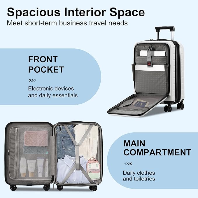 Expandable Carry On Luggage Airline Approved, 20 Inch Lightweight ABS+PC Hard - Image 4