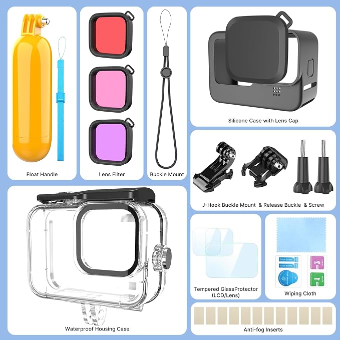 HONGDAK Waterproof Housing Case Accessories Kit 16in1 - Image 6