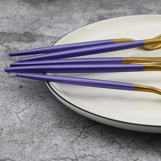 Gugrida 5-Piece Matte Gold Silverware Set, 18/10 Stainless Steel Satin Finish - Image 3