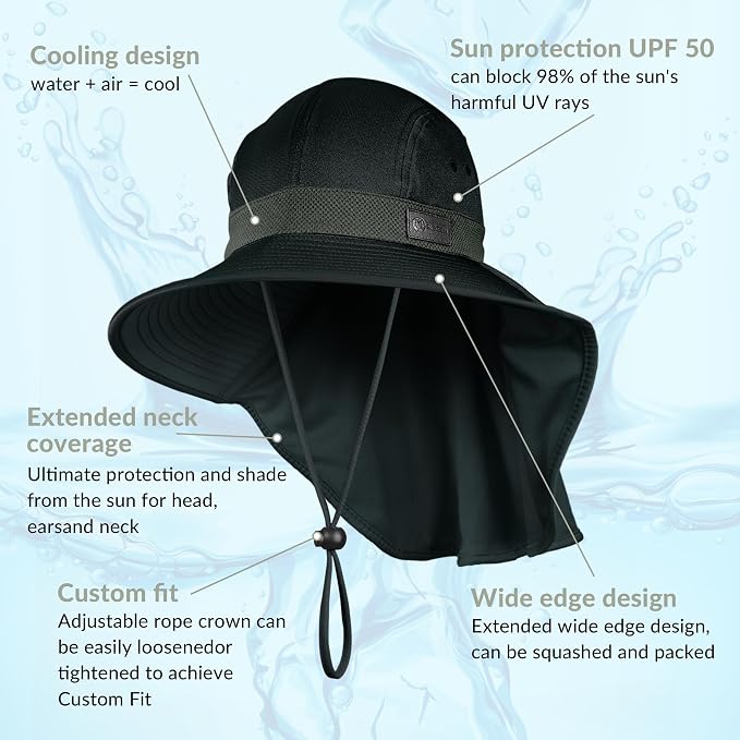 Sukeen Cooling Sun Hat for Men Women UPF50+ Wide Brim Fishing Hat - Image 2