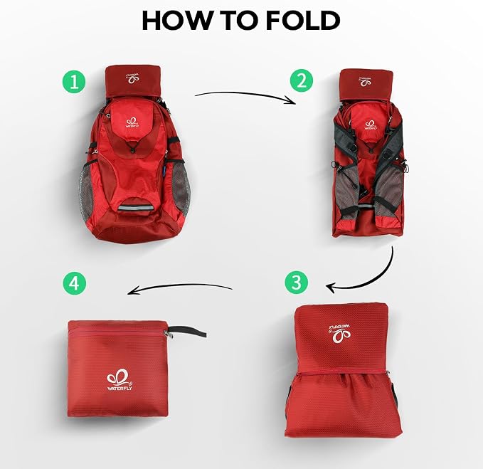 WATERFLY Lightweight Packable Hiking Backpack: 30L Foldable Travel Daypack - Image 6