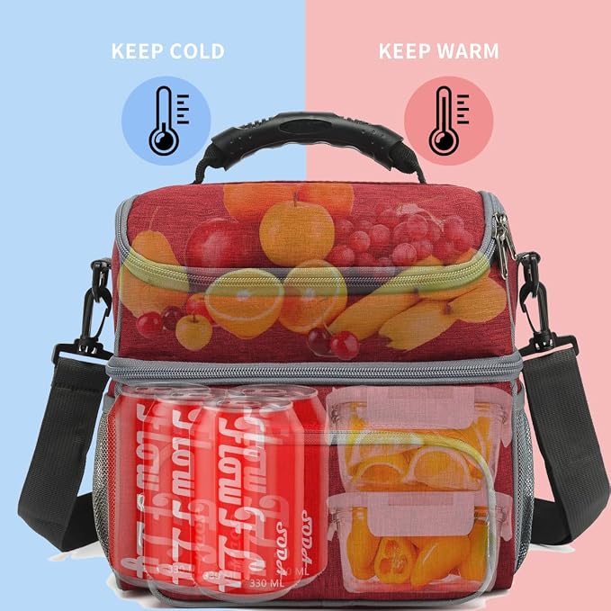 FlowFly Double Layer Cooler Insulated Lunch Bag Adult Lunch Box Large Tote Bag - Image 2