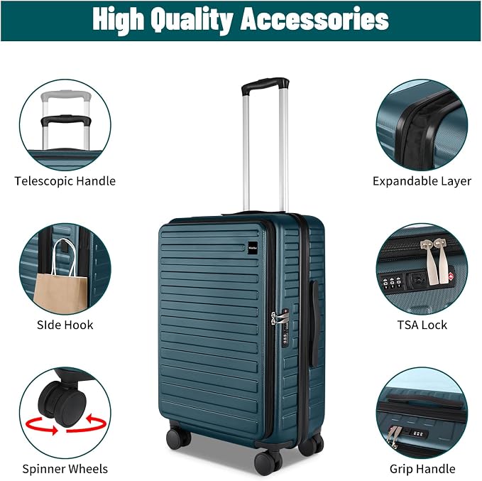 3-Piece 20/24 Top Opening Hardshell Lightweight Luggage and 28-Inch Clamshell - Image 6