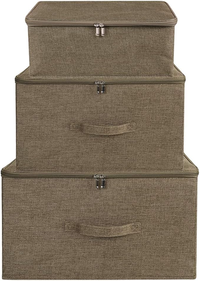 ANMINY 3PCS Storage Bins with Zipper Lids 51.9 Qt Lidded Fabric Storage Boxes - Image 5