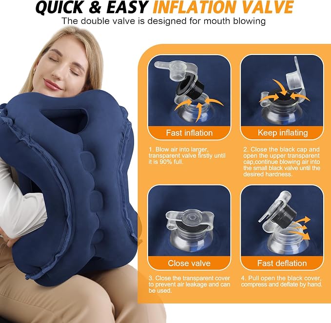 Inflatable Travel Pillow, Support Head, Used - Image 5