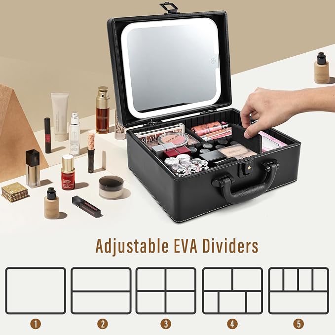 Joligrace Makeup Box with Detachable Lighted Mirror, Travel Train Case - Image 2