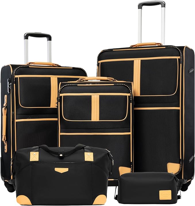 Coolife Luggage 5 Piece Set Suitcase Expandable TSA lock spinner softshell by COOLIFE