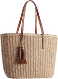 YXILEE Straw Bags For Women | M Size Travel Straw Totes Bag Woven Summer by YXILEE