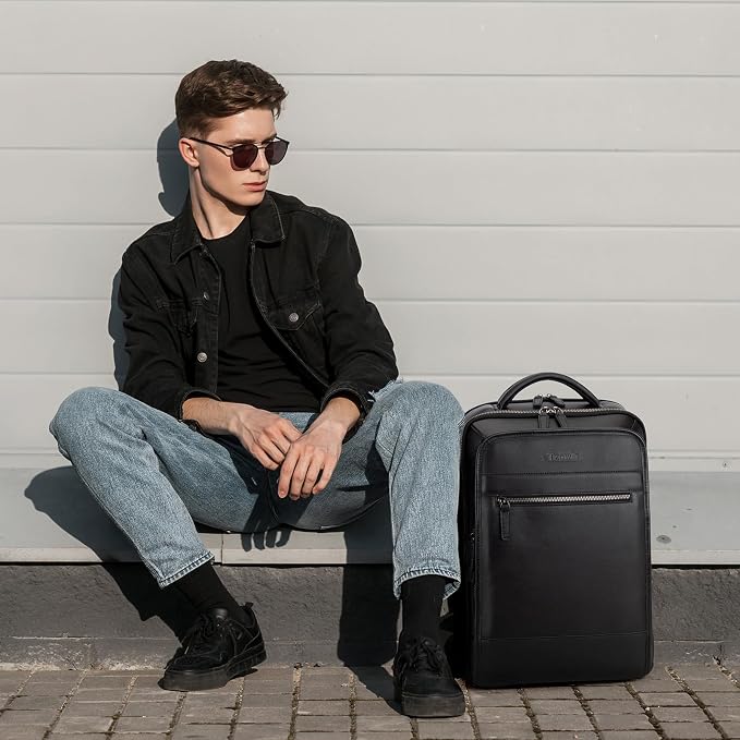 Tzowla Leather Laptop Backpack, Bag - Image 6