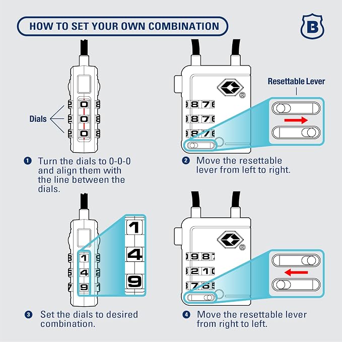 Brinks TSA Accepted Indicator Luggage Lock, Ressetable Combination, New More - Image 6