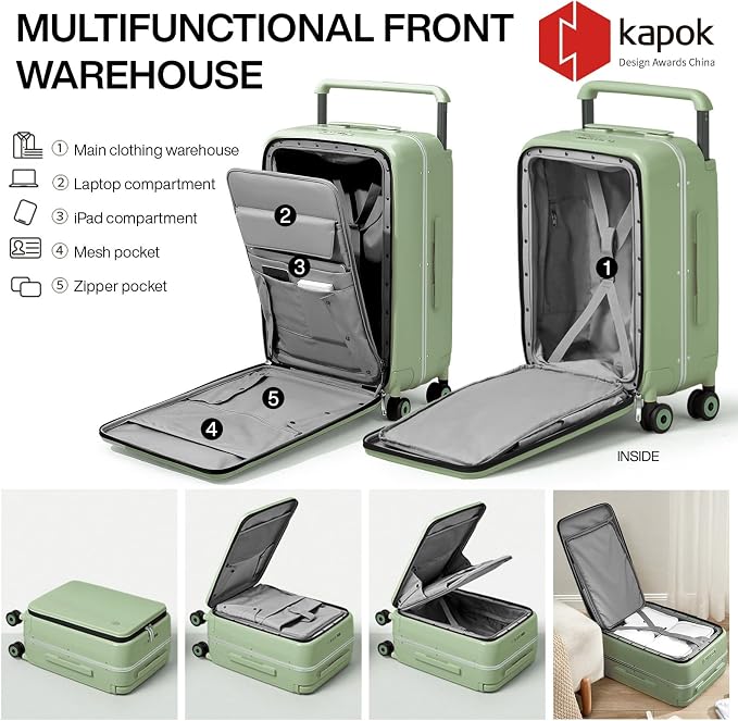 mixi Checked Luggage Wide Handle Luxury Design Rolling Travel Suitcase PC - Image 3