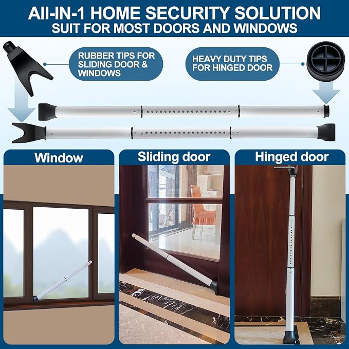 2 Pack Rerishom Door Security Bar, Door Stoppers Security bar, Heavy Duty Door - Image 2