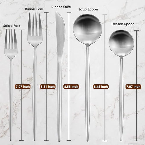 60-Piece Silverware Set, IBIILII JEFF Stainless Steel Flatware Set，Kitchen - Image 2