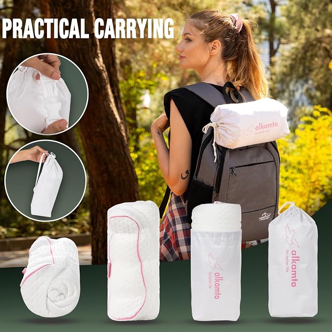 Travel & Camping Comfortable Memory Foam Pillow – Easy to Carry Portable Bag – - Image 5