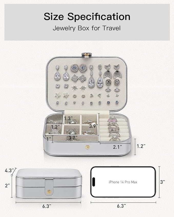 Vlando Travel Jewelry Case for Women Girls Mothers, PU Leather Portable Small - Image 3