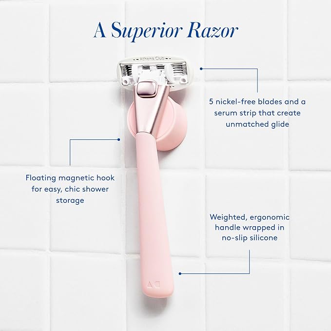 Women's Razor Shave Kit, 1 Rose Razor Handle + 6 Blade Refills + Super Pink - Image 3