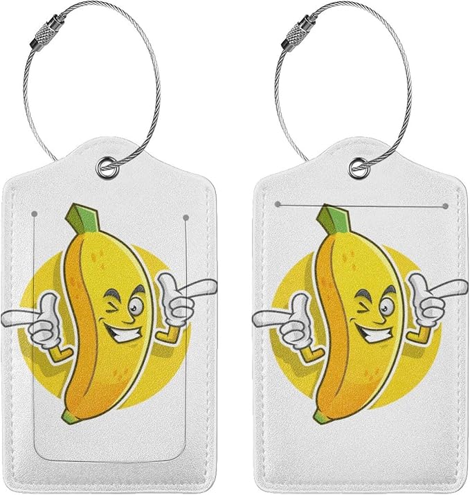 2 Packs Cute Banana Pattern Leather Luggage Tags Novelty Funny Cartoon Suitcase - Image 3