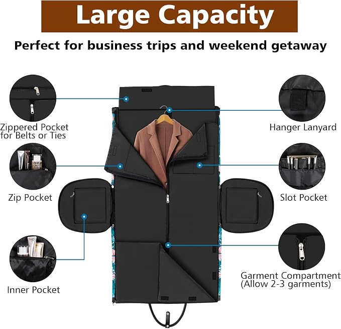 Garment Bag for Travel Convertible Carry On Garment Bag Large Travel Duffel - Image 4
