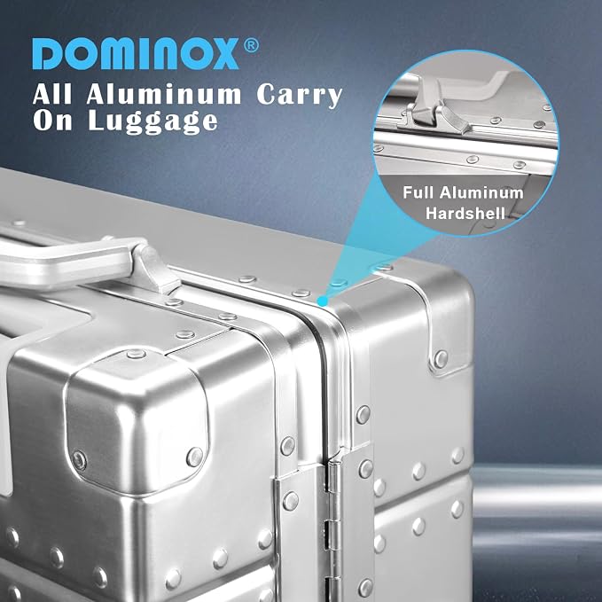 DOMINOX All Aluminum Carry On Luggage Hard Shell Luggage Aluminum Suitcase - Image 4